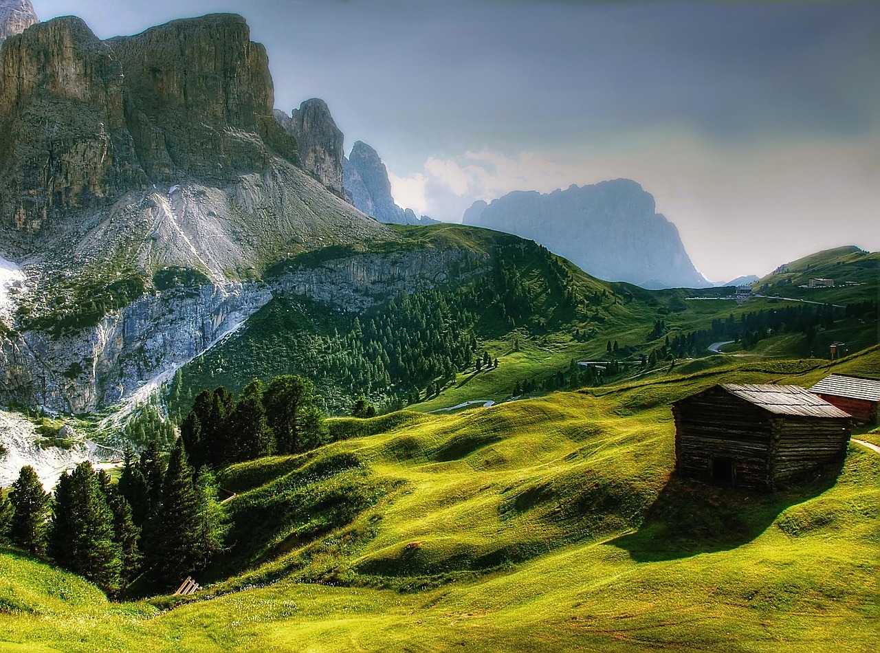 Dolomitai, Kalnai, South Tyrol, Alpių, Italy, Unesco Pasaulio Paveldas, Trentinas, Alpių Panorama, Griovių Laukas, Debesys