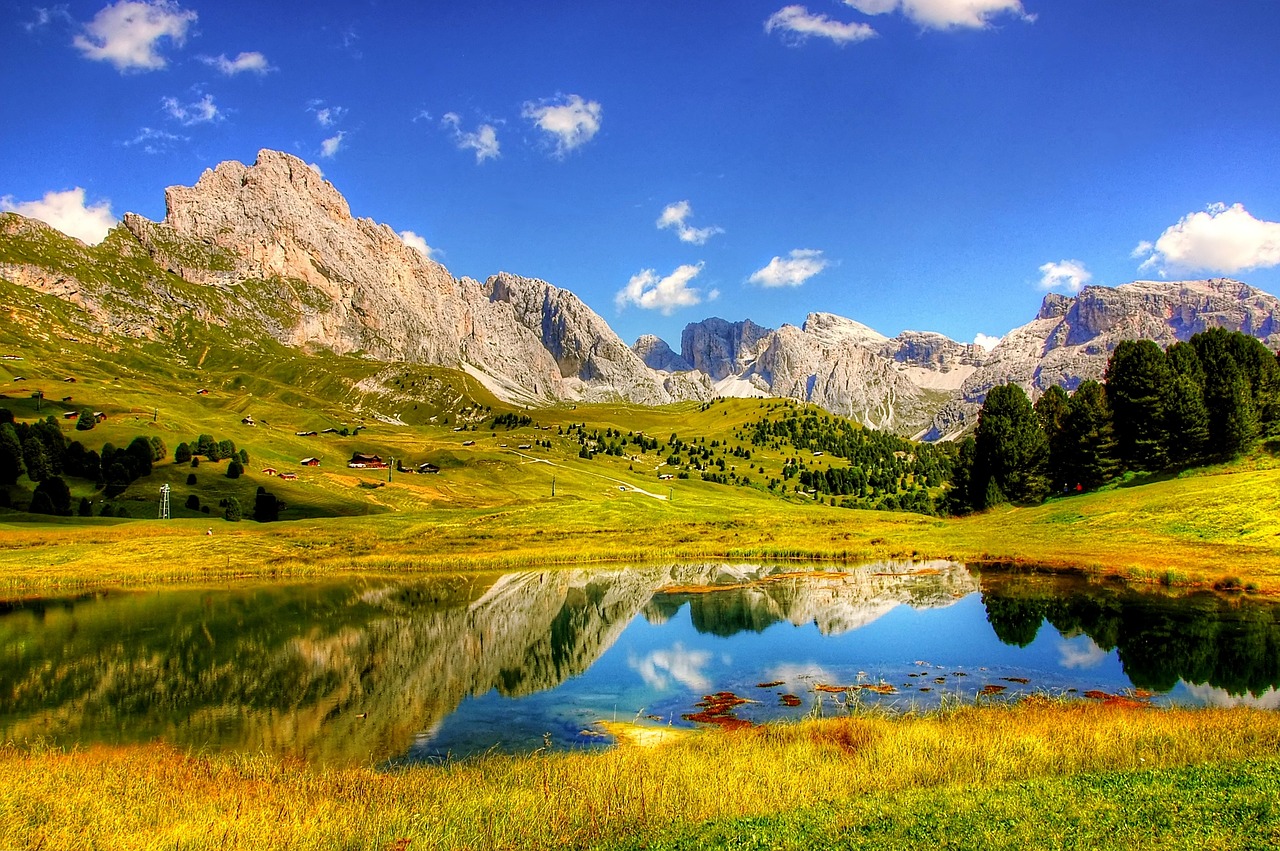 Dolomitai, Kalnai, Alpių, Italy, South Tyrol, Unesco Pasaulio Paveldas, Debesys, Panorama, Val Gardena, Vaizdas