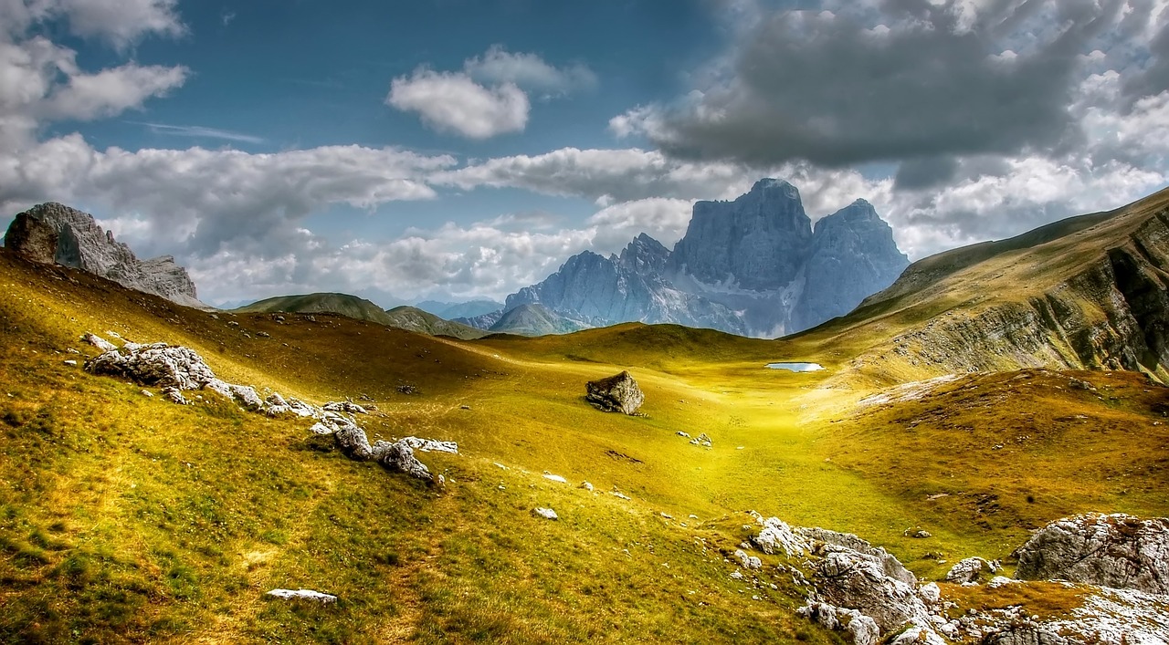 Dolomitai, Kalnai, Monte Pelmo, Italy, Vaizdas, Alpių, Trentinas, Žygiai, Gamta, Griovių Laukas