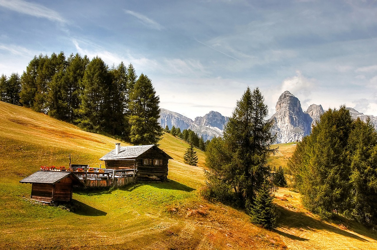 Dolomitai, Kalnai, Italy, South Tyrol, Alpių, Vaizdas, Gamta, Panorama, Kraštovaizdis, Kalnų Namelis