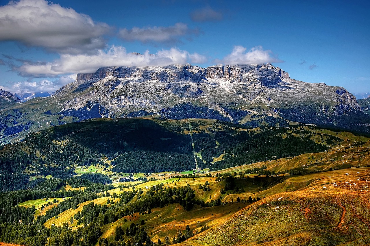 Dolomitai, Sella, Italy, Kalnai, South Tyrol, Alpių, Debesys, Vaizdas, Gamta, Rokas