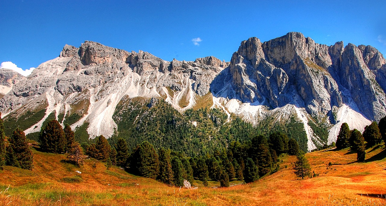 Dolomitai, Monte Stevia, Kalnai, Alm, Gamta, Unesco Pasaulio Paveldas, Debesys, Nuotaika, Panorama, Val Gardena