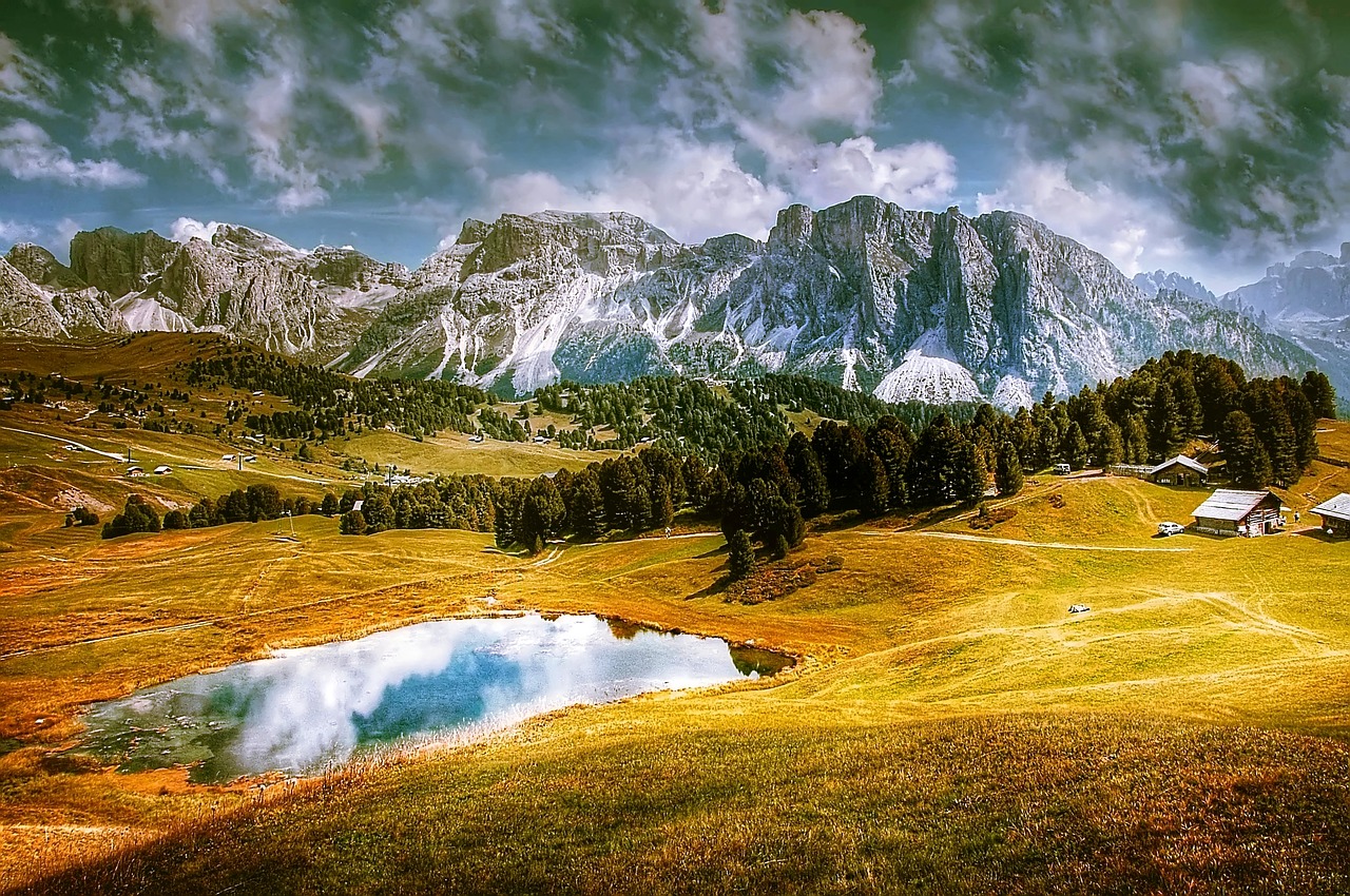 Dolomitai, Val Gardena, Gamta, Kraštovaizdis, South Tyrol, Kalnai, Alpių, Italy, Vaizdas, Debesys