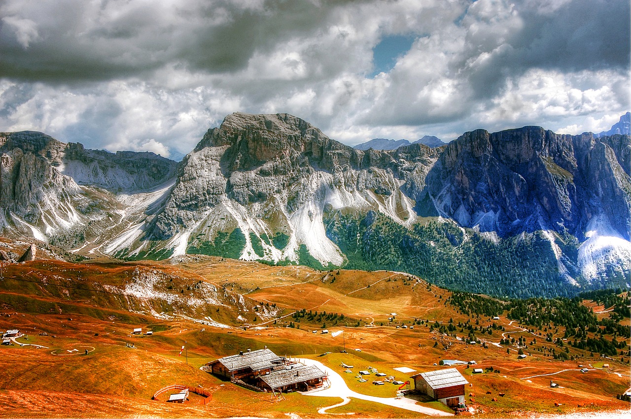 Dolomitai, Val Gardena, Gamta, Kraštovaizdis, South Tyrol, Kalnai, Alpių, Italy, Vaizdas, Debesys