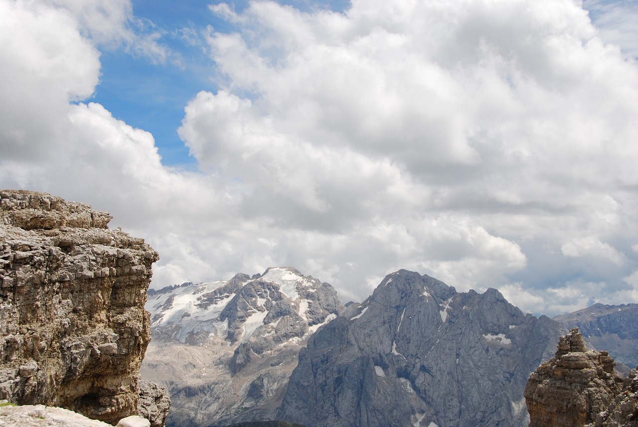 Dolomitai, Kalnas, Dangus, Debesys, Mėlynas, Rokas, Sniegas, Ledynas, Nemokamos Nuotraukos,  Nemokama Licenzija