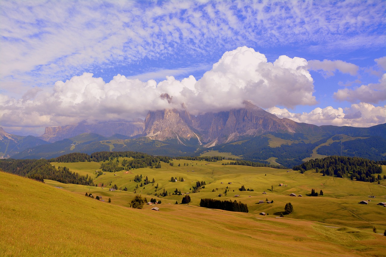 Dolomitai, Dangus, Debesys, Prato, Prairie, Sassolungo Grupė, Nemokamos Nuotraukos,  Nemokama Licenzija