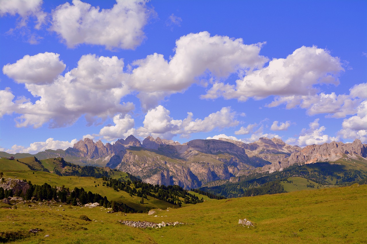 Dolomitai, Debesys, Prato, Dangus, Kalnas, Žolė, Gamta, Italy, Valgardena, Nemokamos Nuotraukos