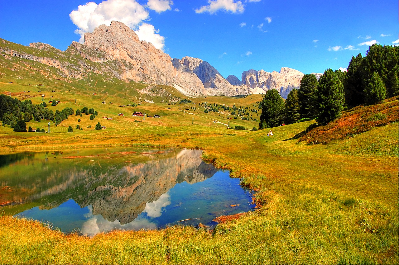 Dolomitai, Val Gardena, Gamta, Kraštovaizdis, South Tyrol, Kalnai, Alpių, Italy, Medžiai, Miškas