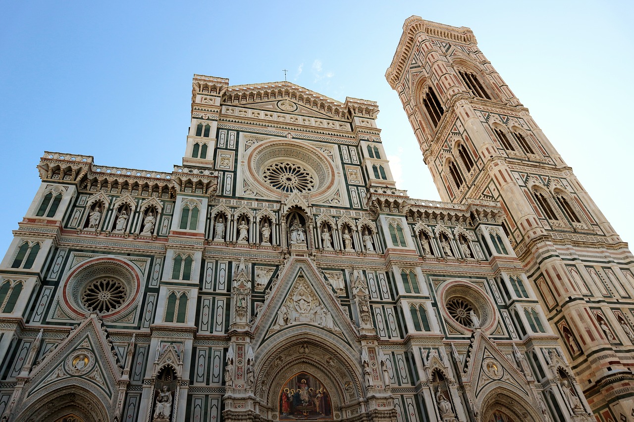 Dom, Florencija, Italy, Toskana, Architektūra, Katedra, Pastatas, Bažnyčia, Dangus, Fasadas