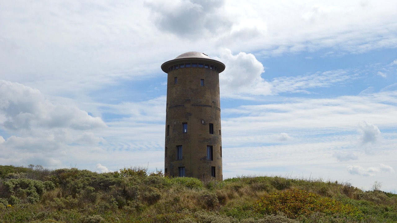 Domburg, Kranto, Kopos, Švyturys, Mėlynas Dangus, Kopos, Gamta, Zealand, Nyderlandai, Kraštovaizdis