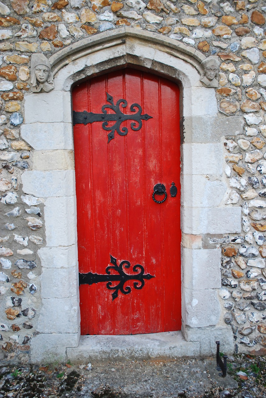 Durys, Raudona, Bažnyčia, Įėjimas, Senas, Architektūra, Mediena, Geležis, Medinis, Viduramžių