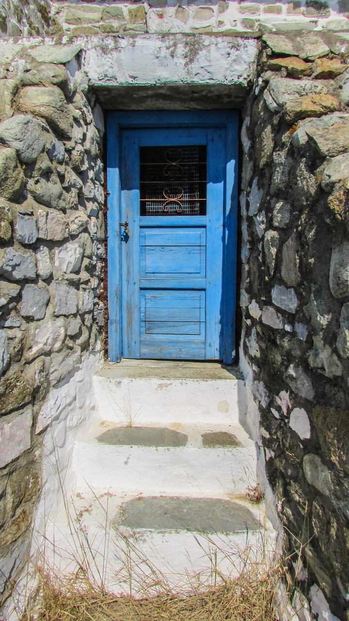 Durys, Mėlynas, Laiptai, Vasara, Sala, Aegean, Graikija, Cougria, Įėjimas, Nemokamos Nuotraukos