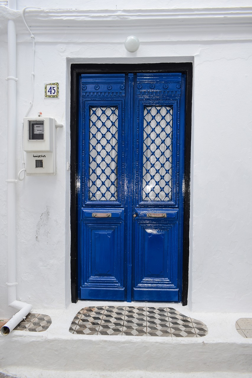 Durys, Namas, Architektūra, Tradicinis, Įėjimas, Kaimiškas, Mėlynas, Balta, Sala, Graikų Kalba