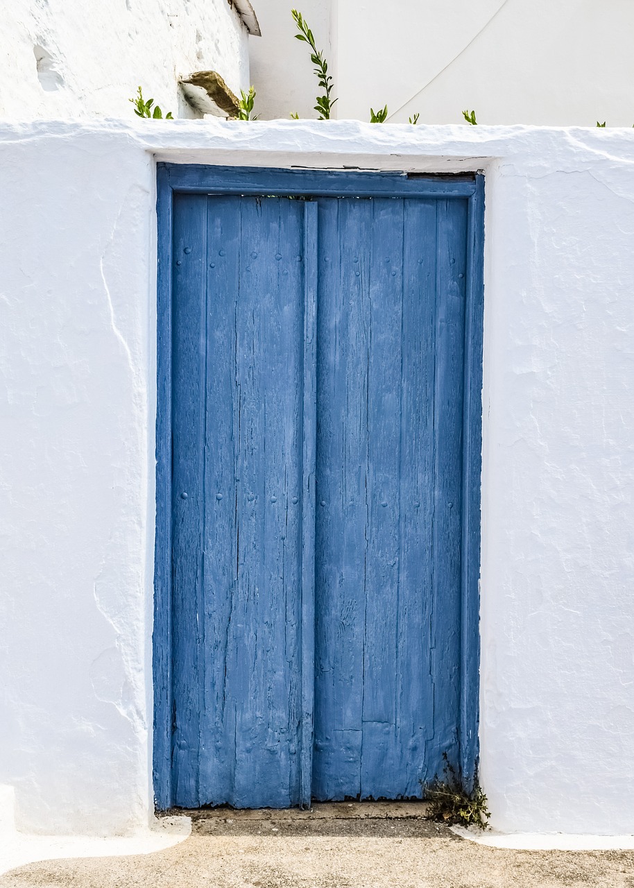 Durys, Medinis, Mėlynas, Balta, Architektūra, Tradicinis, Sala, Graikų Kalba, Skopelos, Graikija
