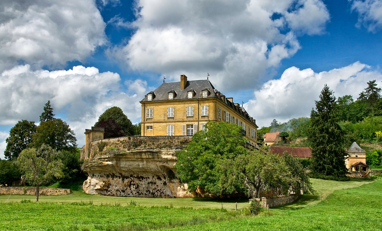 Dordogne, France, Chateau Du Roc, Rūmai, Gyvenamasis Namas, Dangus, Debesys, Kraštovaizdis, Vaizdingas, Orientyras