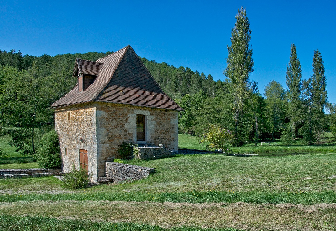 Dordogne, France, Namas, Namelis, Architektūra, Akmuo, Miškas, Medžiai, Miškai, Kaimas