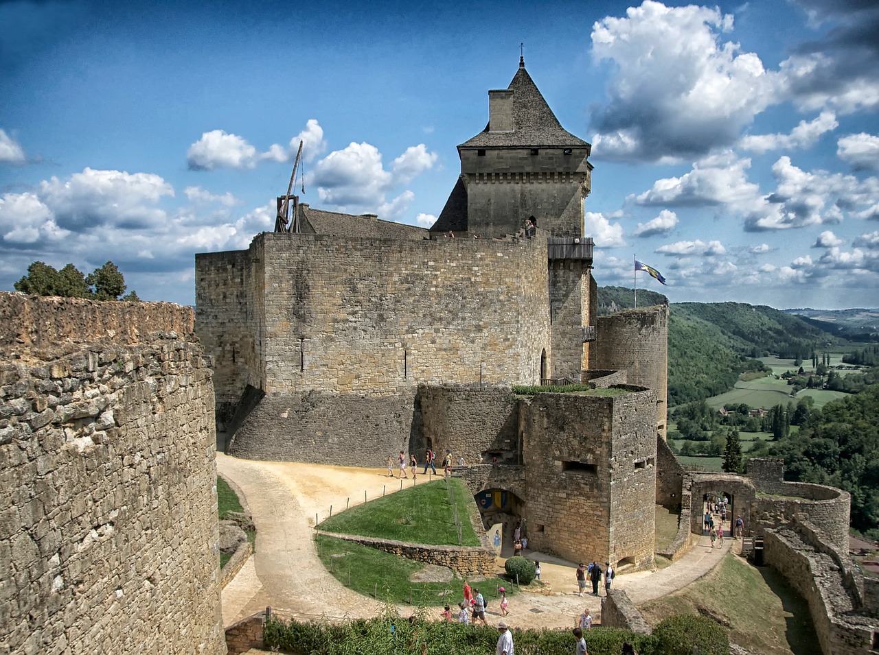 Dordogne, France, Chateau De Castelnaud, Pilis, Istorinis, Orientyras, Architektūra, Dangus, Debesys, Kraštovaizdis