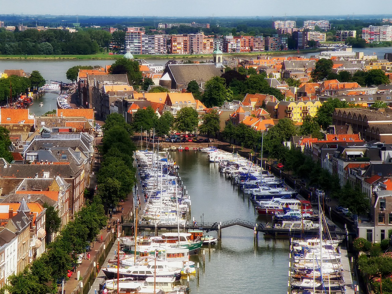Dordrecht, Nyderlandai, Miestas, Miestai, Miesto, Kanalas, Vanduo, Upė, Tiltas, Architektūra