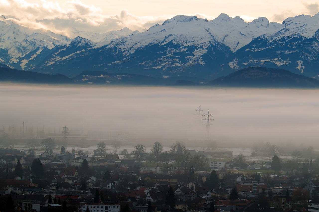 Dornbirn, Austria, Vorarlbergas, Alpių, Kalnai, Kraštovaizdis, Gamta, Rūkas, Giliai Rūkas, Nemokamos Nuotraukos