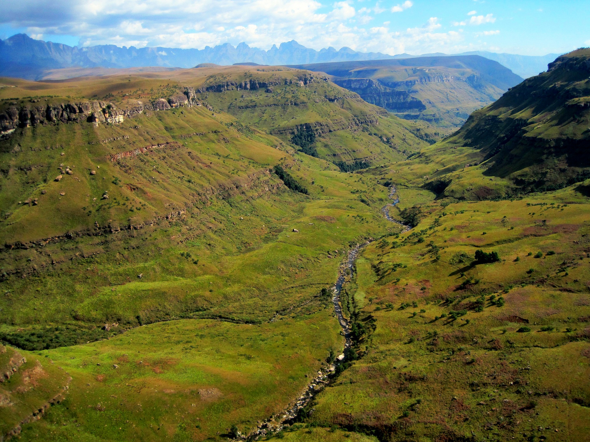Kalnai,  Didingas,  Slėnis,  Žalias,  Dangus,  Vista,  Panorama,  Kraštovaizdis,  Drakensbergas,  Pietų Afrika
