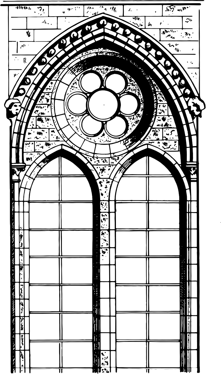 Piešimas, Katedra, Architektūra, Bažnyčia, Religija, Gotikinis Langas, Nemokama Vektorinė Grafika, Nemokamos Nuotraukos,  Nemokama Licenzija