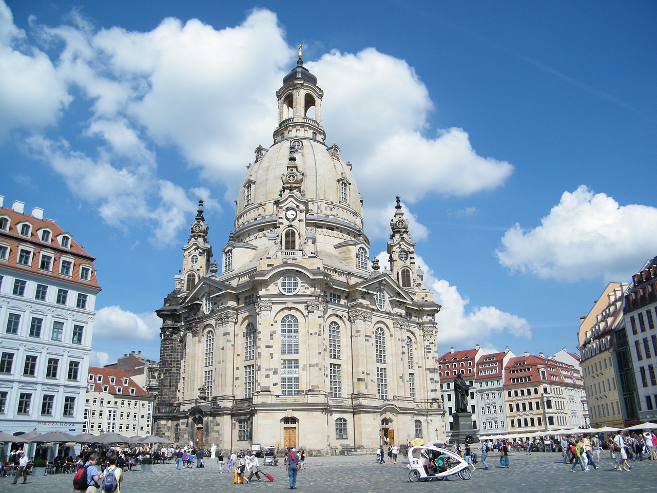 Drezdenas, Frauenkirche, Frauenkirche Dresden, Vokietija, Senamiestis, Orientyras, Paminklas, Saksonija, Siluetas, Neumarkt