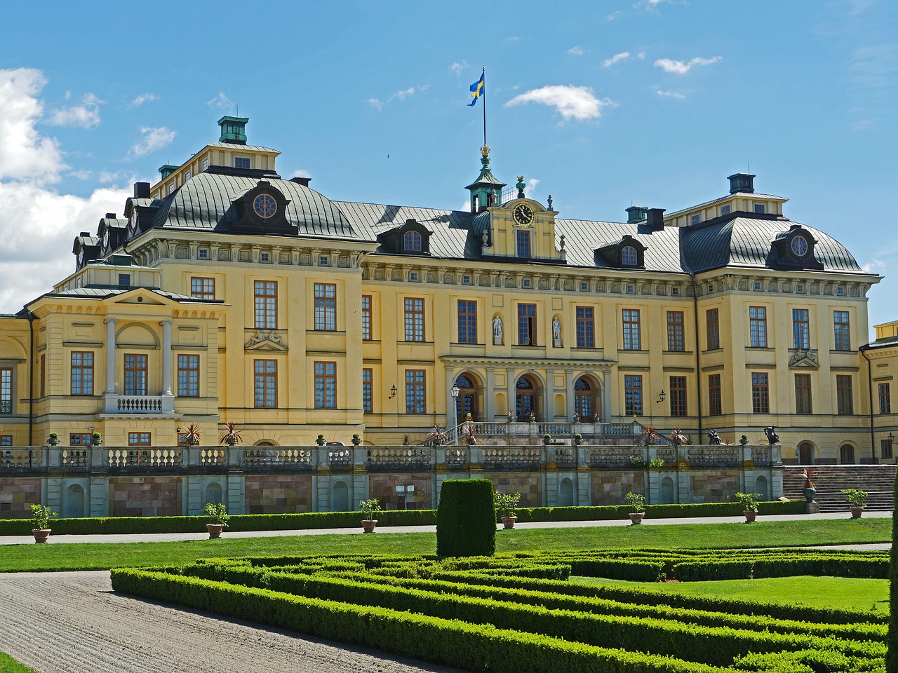 Drottningholm Rūmai, Pagrindinis Namas, Sodo Pusė, Švedija, Karališkoji Šeima, Gyvenamoji Vieta, Valstybės Vadovas, Karališkasis Rūmai, Monarchija, Didingas