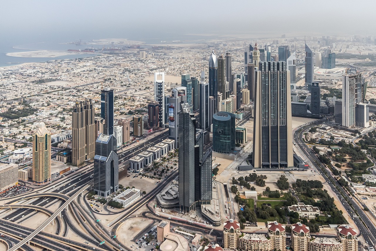 Dubai, Miestas, Miesto Panorama, Dangoraižis, Pastatai, Arabas, United, Centro, Emiratai, Bokštas