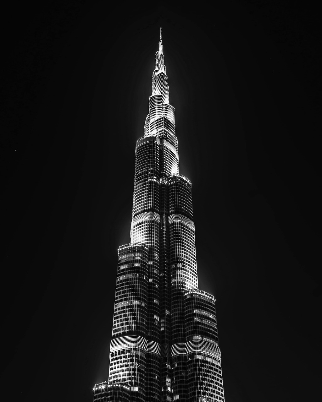 Dubai, Naktis, Juoda Ir Balta, Emiratai, Arabai, Jungtiniai Arabų Emyratai, Dangoraižis, Dangoraižiai, Atostogos, Kraštovaizdis