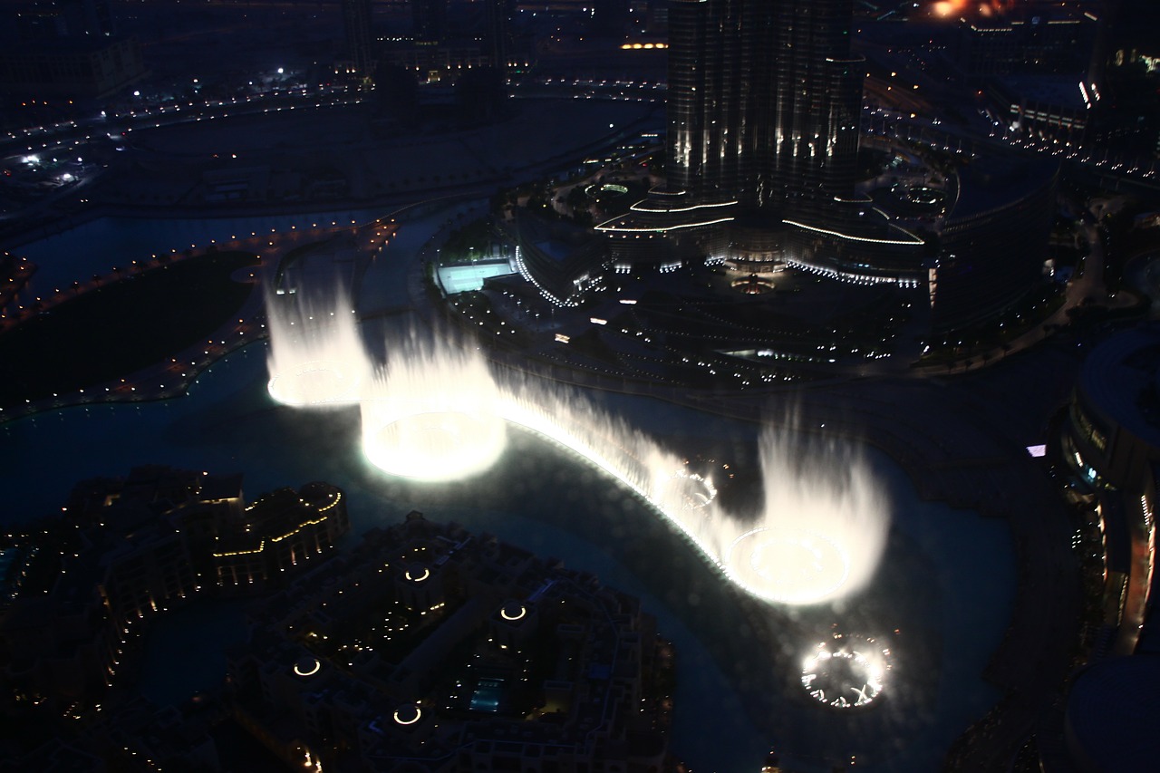 Dubai, Miestas, Fontanas, Naktį, Apšvietimas, Burj Khalifa, U E E, Uae, Nemokamos Nuotraukos,  Nemokama Licenzija