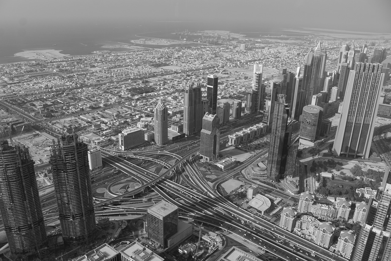 Dubajus,  Skyline,  Juoda Ir Balta,  Bnw,  Vaizdas Iš Viršaus,  Kasdienis Gyvenimas, Nemokamos Nuotraukos,  Nemokama Licenzija