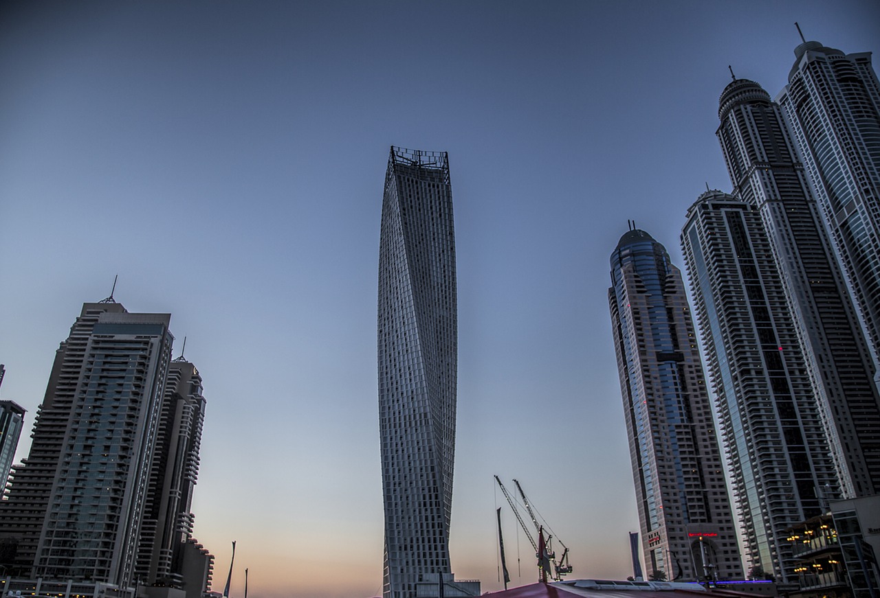 Dubai, Dangoraižis, U E E, Miestas, Stiklas, Panorama, Stiklo Fasadas, Pastatas, Architektūra, Aukštas