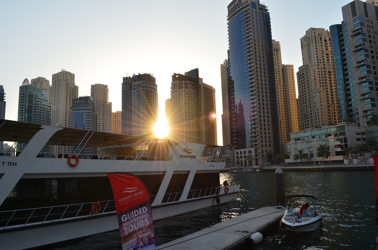 Dubai Marina, Saulėlydis, Jachtos, Nemokamos Nuotraukos,  Nemokama Licenzija