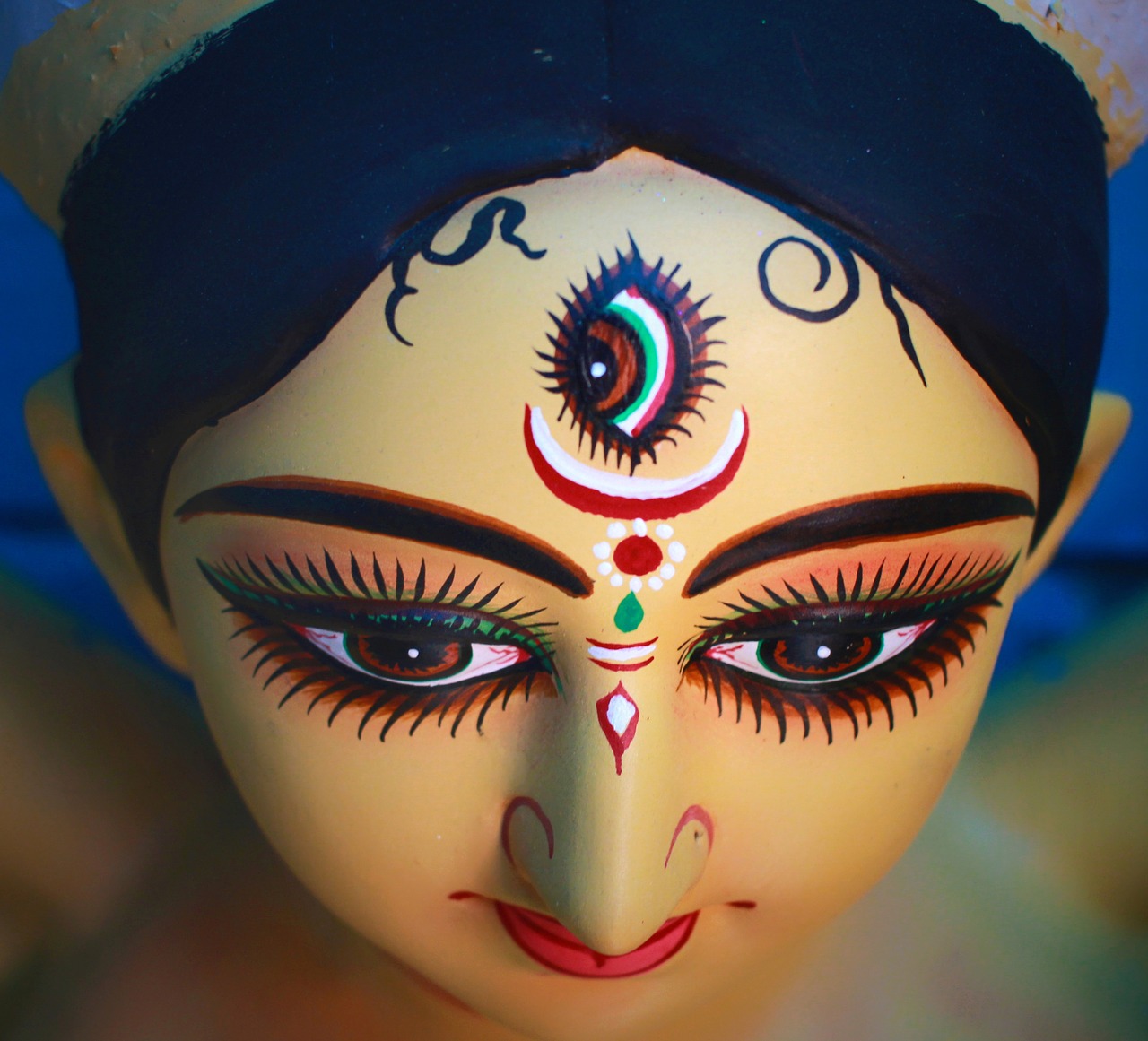 Durga Puja, Kolkata, Indija, Calcutta, Idolių Garbinimas, Religinis, Šventinis, Gera Energija, Veidas, Moteris
