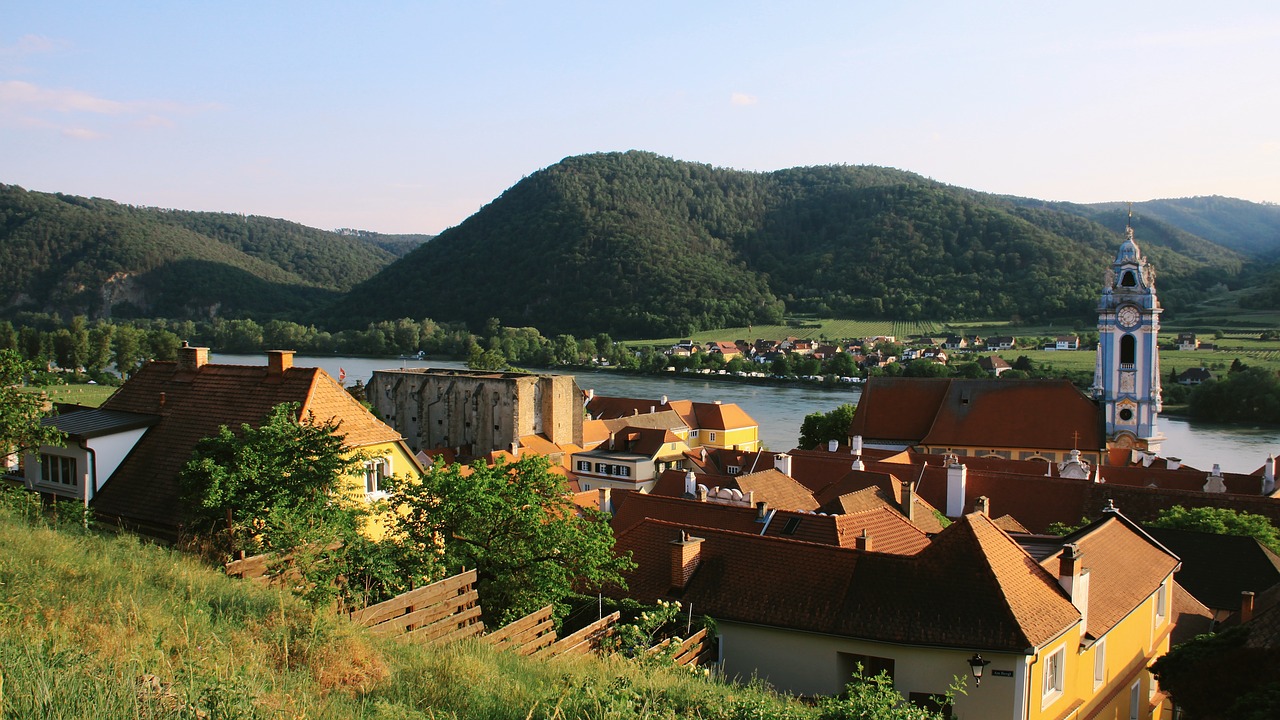Dürnstein,  Wachau,  Dunojaus,  Bažnyčia,  Rašiklis,  Upė,  Austrija,  Dunojus Slėnis,  Mažesnės Austrija,  Dunojus Regionas