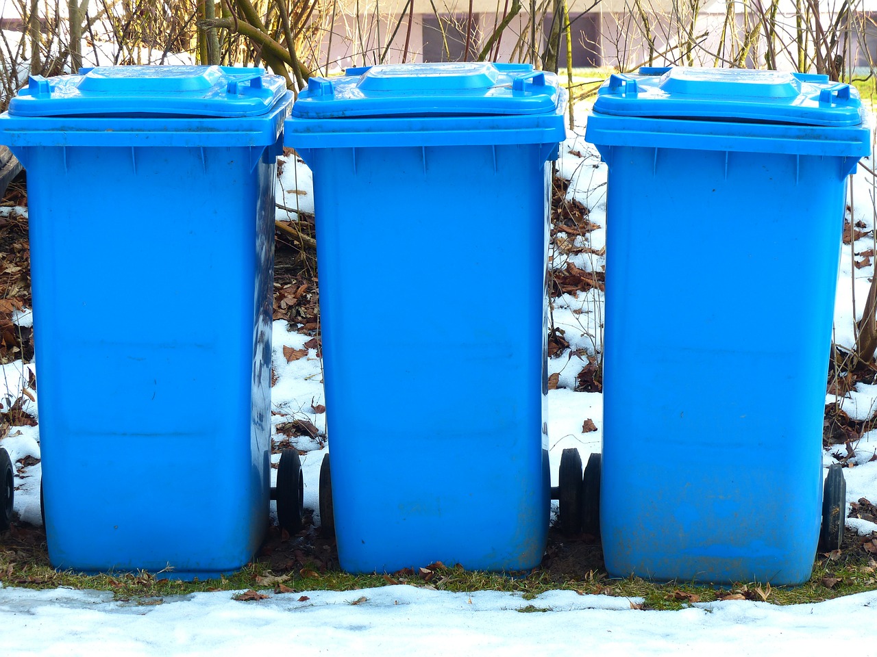 Šiukšlių Dėžė, Popieriaus Ratlankė, Mėlyna Toną, Mėlynas, Plastiko Tona, Plastmasinis, Šiukšlių, Popierius, Popieriaus Atliekos, Žiema