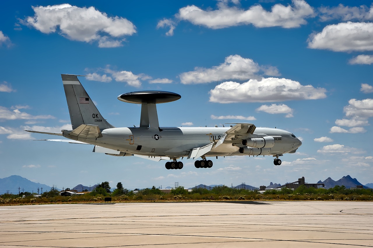 E-3 Sargybinis, Awacs, Jungtinės Valstijos, Oro Pajėgos, Kariuomenė, Lėktuvas, Reaktyvinis, Radaras, Bazė, Nusileidimas