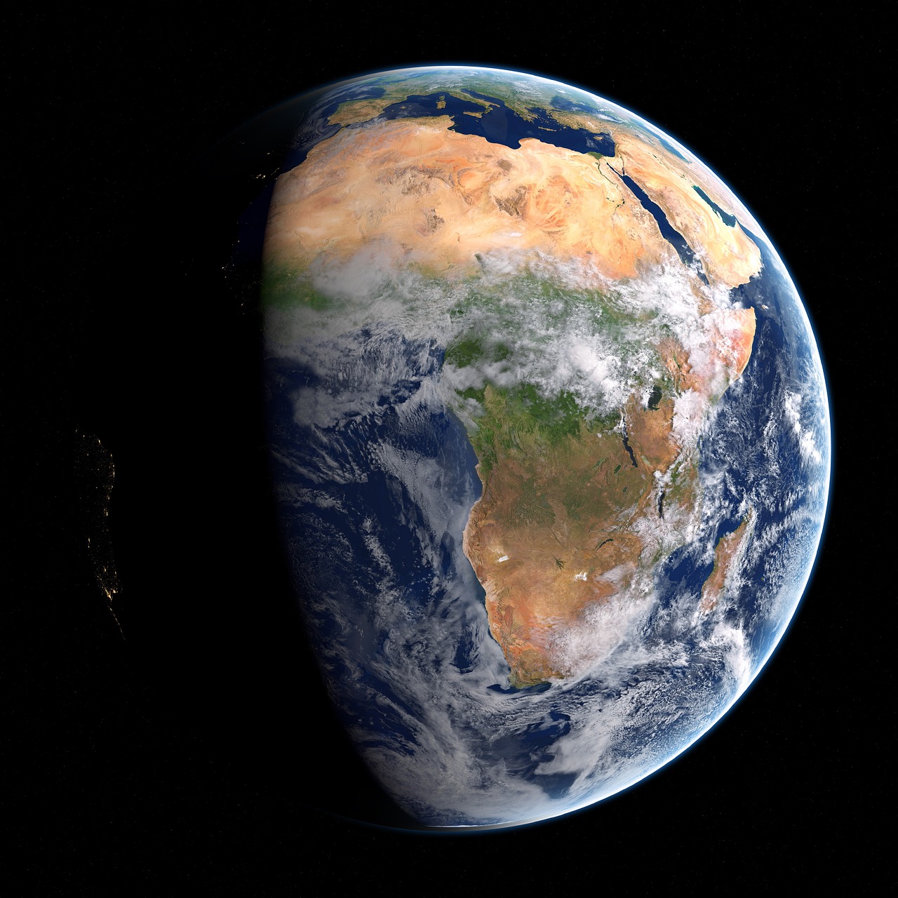 Žemė, Erdvė, Kosmosas, Saulės Energija, Pasaulis, Planeta, Orbita, Mokslas, Afrika, Žemynas