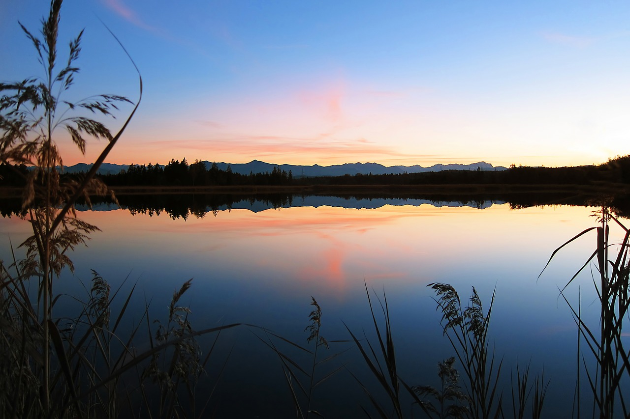 Velykų Ežerai, Bavarija, Vokietija, Saulėlydis, Kraštovaizdis, Ežeras, Gamta, Vasara, Abendstimmung, Twilight