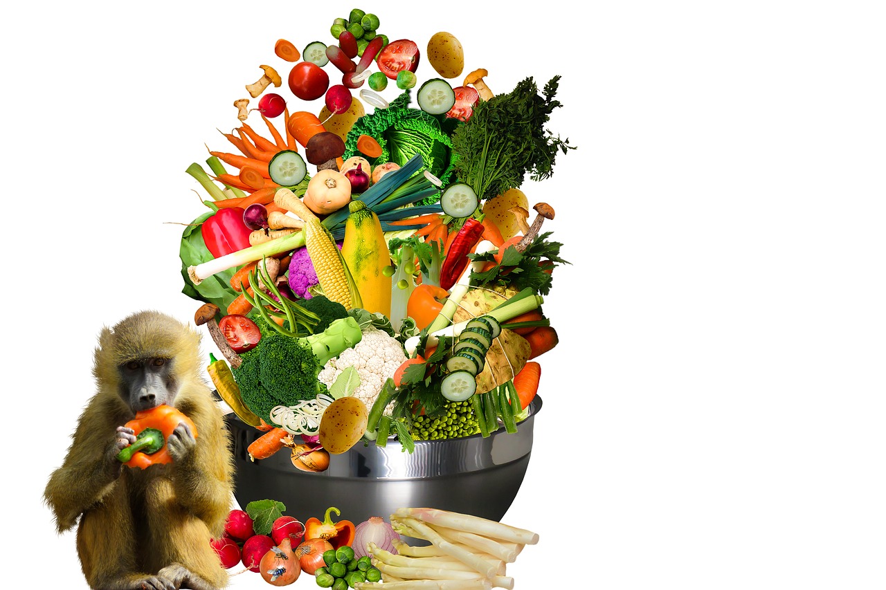 Valgyti, Į Sveikatą, Mityba, Savitarnos Pusryčiai, Vitaminai, Maistas, Vaisiai, Vaisiai, Daržovės, Beždžionė