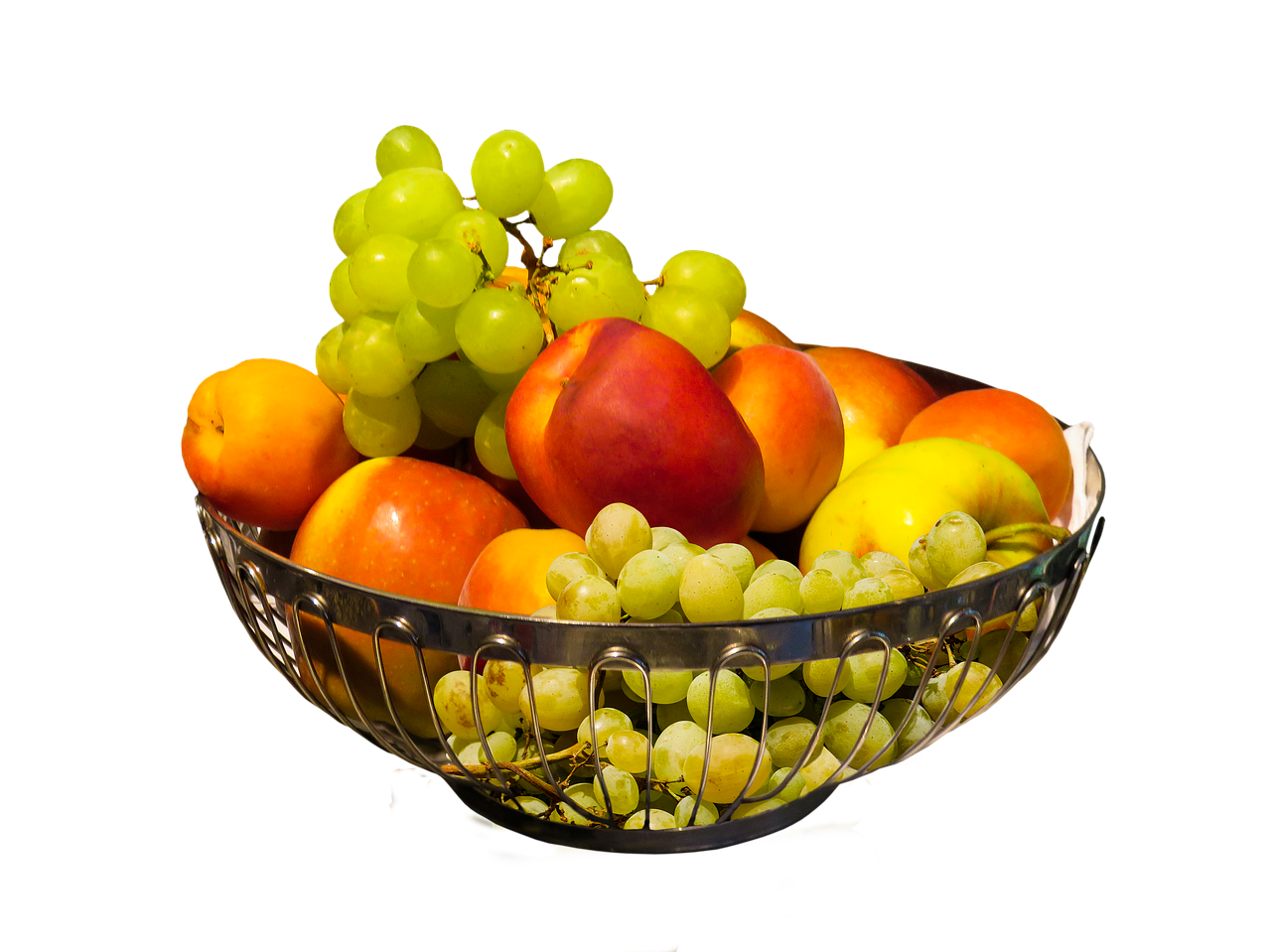 Valgyti, Maistas, Vaisiai, Mityba, Vitaminai, Vynuogės, Obuolys, Persikas, Oranžinė, Vaisių Krepšys