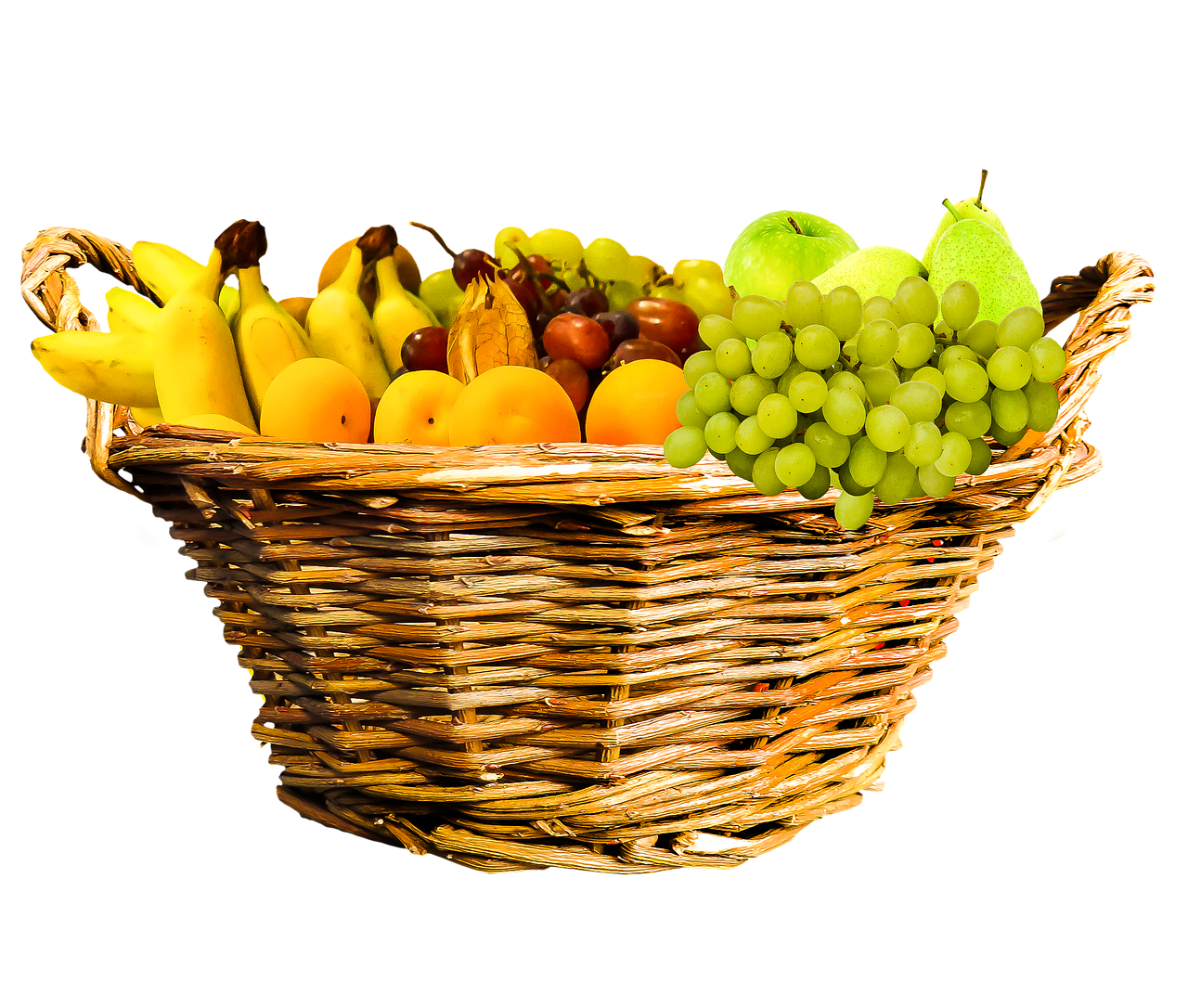 Valgyti, Maistas, Vaisiai, Vaisių Krepšys, Krepšelis, Vaisiai, Vitaminai, Veganas, Bananai, Vynuogės