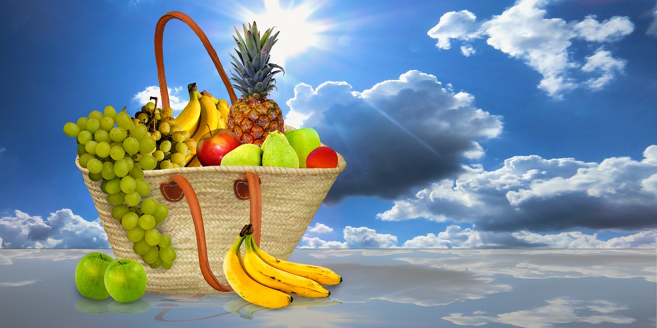 Valgyti,  Maisto,  Vaisių,  Vaisių Krepšys,  Pirkimo,  Sveiki,  Vitaminai,  Bananų,  Vynuogė,  Apple