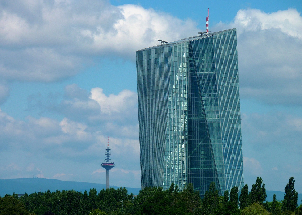 Ecb, Bankas, Euras, Dangoraižiai, Frankfurtas, Dangoraižis, Europos Centrinis Bankas, Frankfurtas Yra Pagrindinė Vokietija, Pagrindinis Metropolis, Panorama