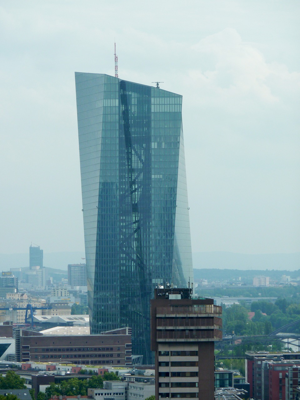Ecb, Europos Centrinis Bankas, Dangoraižis, Stiklo Fasadas, Pastatas, Frankfurtas, Architektūra, Fasadas, Dangus, Stiklas