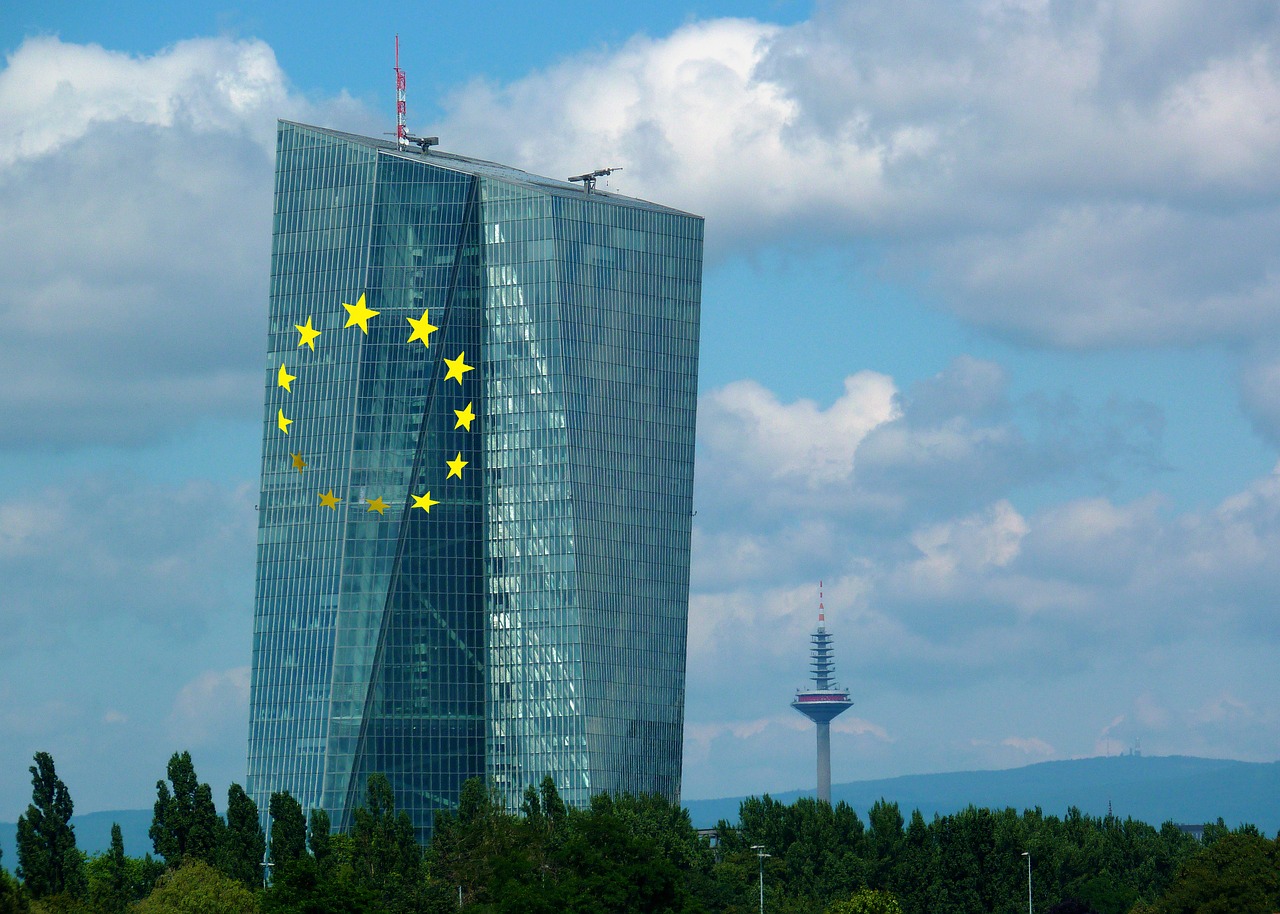 Ecb, Europos Centrinis Bankas, Dangoraižis, Stiklo Fasadas, Pastatas, Frankfurtas, Architektūra, Fasadas, Dangus, Stiklas