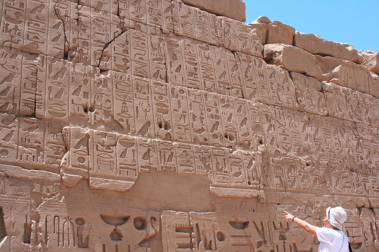 Egiptas, Luxor, Karnako Šventykla, Hieroglifas, Senovės, Civilizacija, Nile, Mėlynas Dangus, Megalitinė, Antomasako