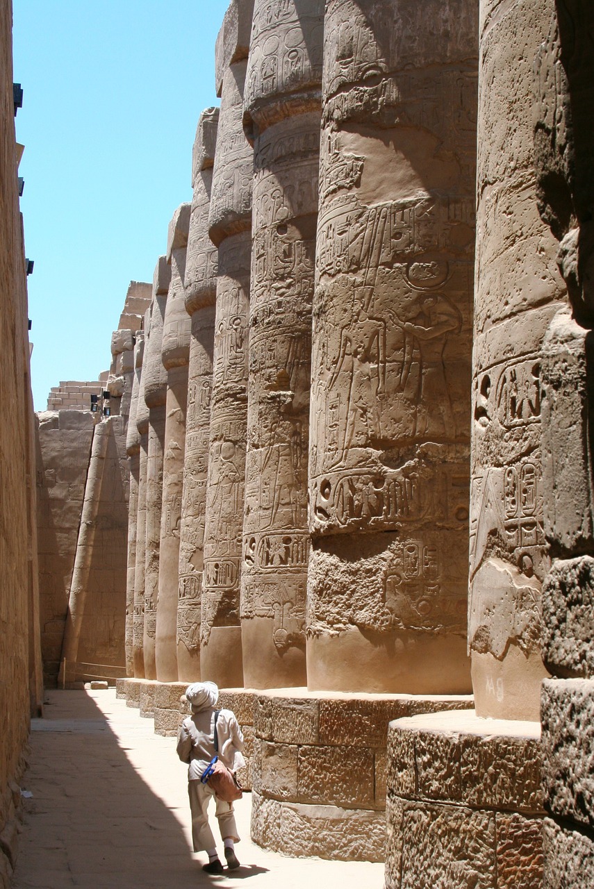 Egiptas, Luxor, Karnako Šventykla, Hieroglifas, Senovės, Civilizacija, Nile, Mėlynas Dangus, Megalitinė, Antomasako