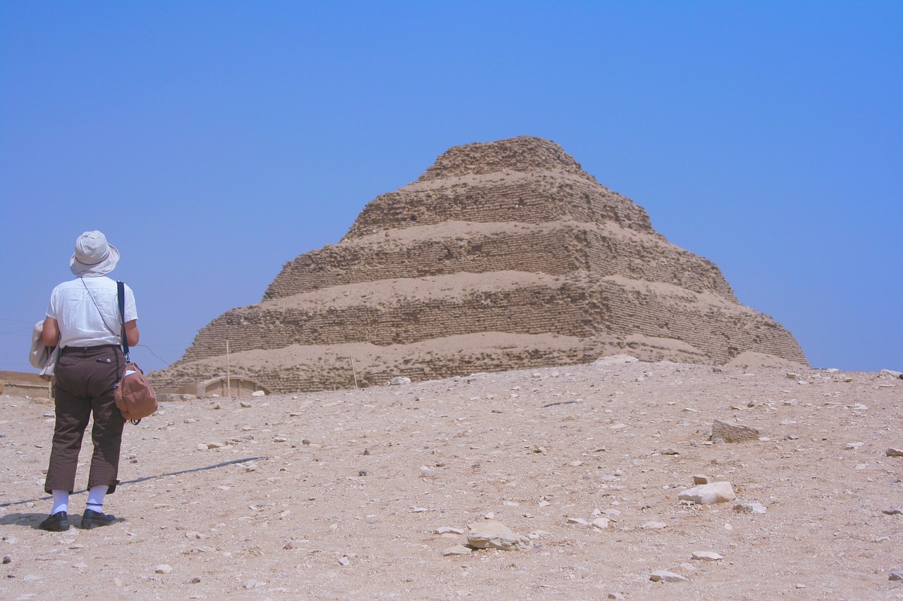 Egiptas, Saqqara, Džiunglės Piramidė, Faraonas, Senovės, Anksti, Mėlynas Dangus, Dykuma, Antomasako, Laiptai