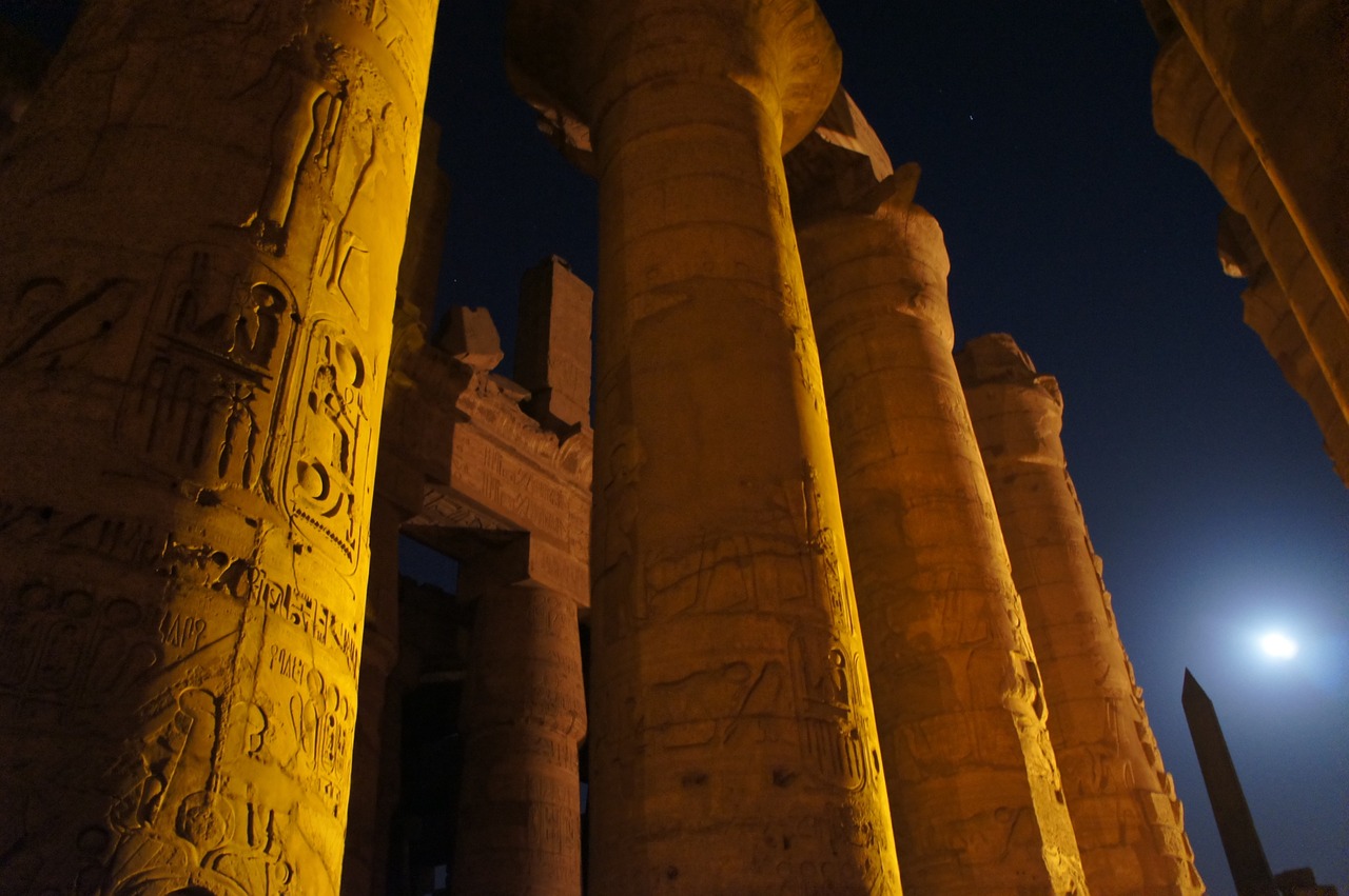 Egiptas, Karnakas, Luxor, Šventykla, Šventyklos Kompleksas, Pharaonic, Įvedimas, Pilnatis, Lazerinis Šou, Hieroglifai